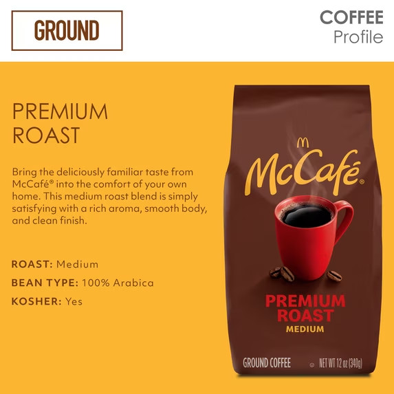 McCafe Premium Roast, Medium Roast, Ground Coffee, 12 oz