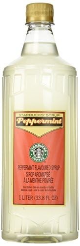 Starbucks Flavoring Syrup – Use Hot or Cold – 1 L (33.8oz) Bottle (Peppermint)