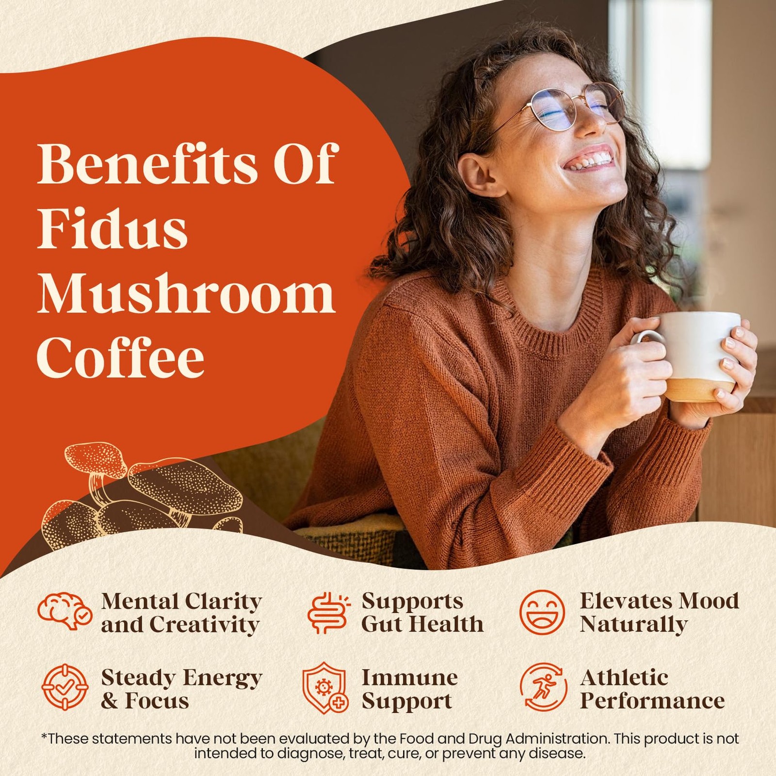 Mushroom Coffee 16 in 1 with Adaptogens Probiotics & Lion’s Mane 50 Servings