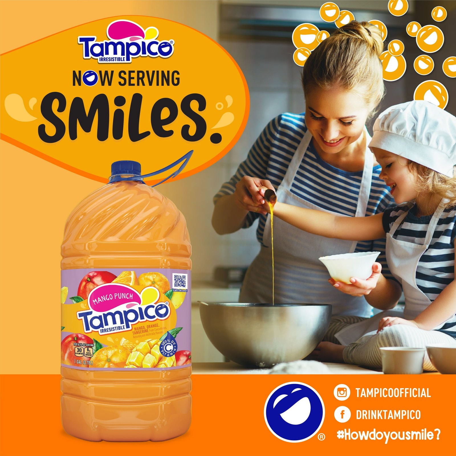 Tampico Mango Punch, Mango Orange Tangerine Juice Drink 1 Gallon, 3 pack.