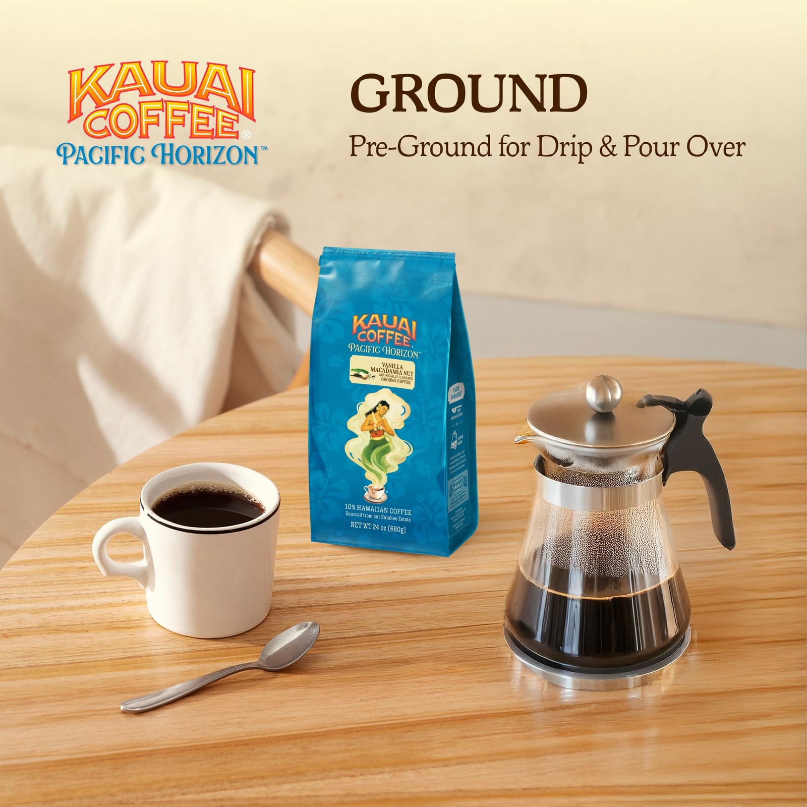 Kauai Coffee Ground – Smooth, Rich, Medium Roast 24 Ounce (Pack of 1)