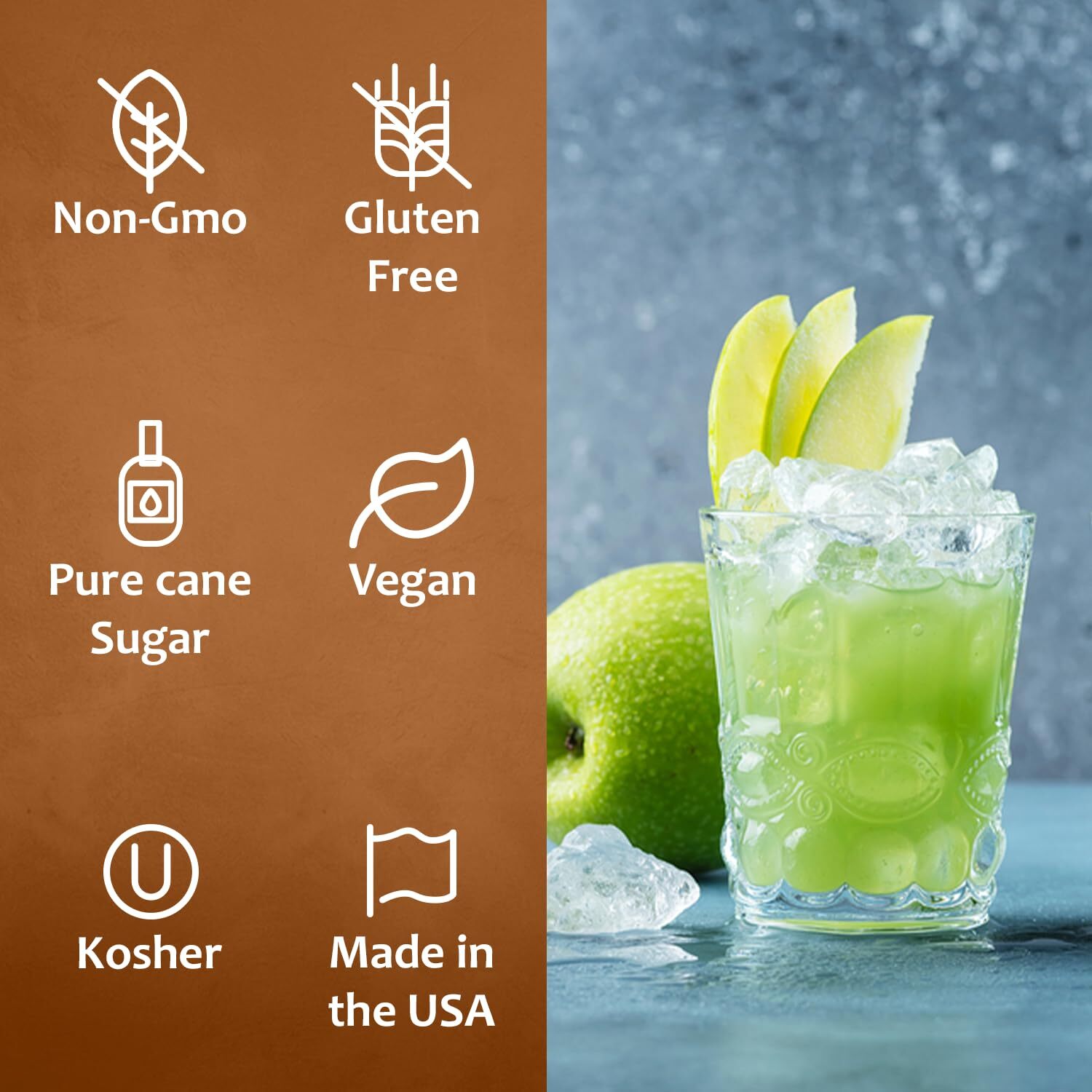 Syruvia Green Apple Syrup 25.4 fl oz, Kosher, Gluten-Free, Perfect for Drinks