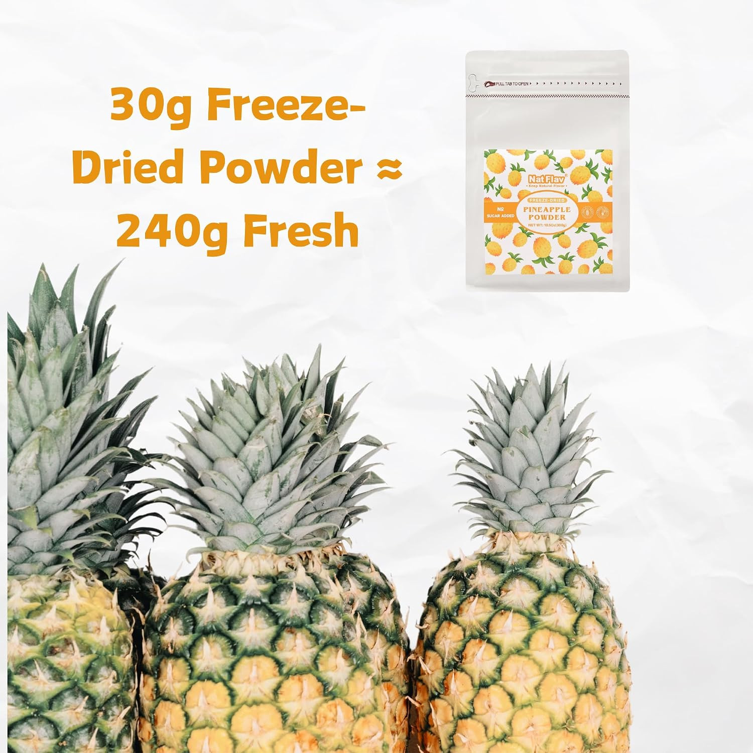 NAT FLAV Freeze Dried Pineapple Powder – 10.5Oz/300G | 100% Natural, No Added Su