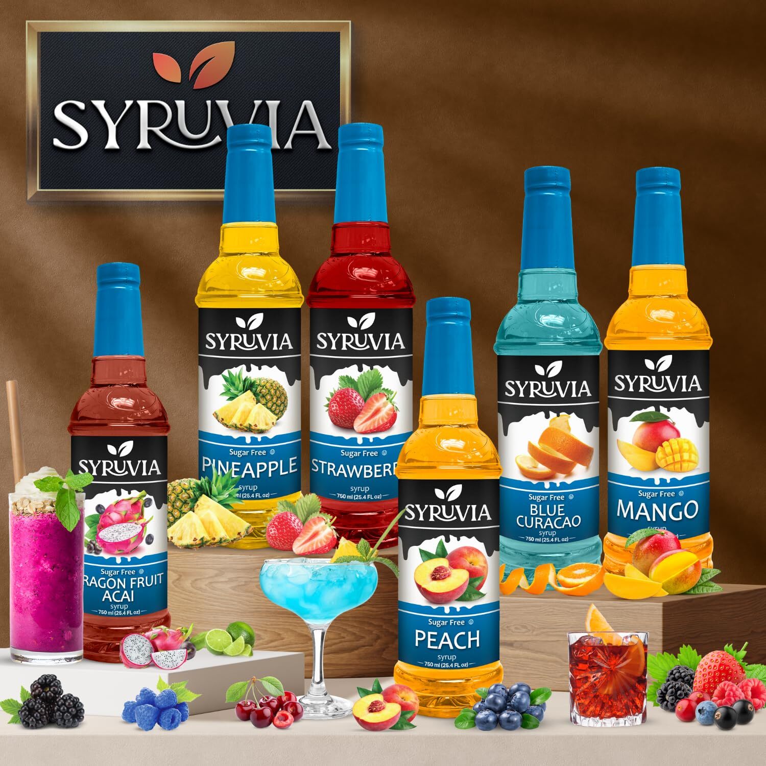 Syruvia Sugar Free Blackberry Syrup 25.4 fl oz, for Beverages, Desserts, & More