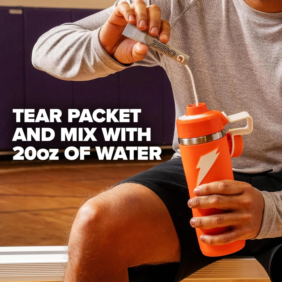 GATORADE G ZERO POWDER, Orange SUGAR FREE Packets 10 Single Packets QUICK STICKS