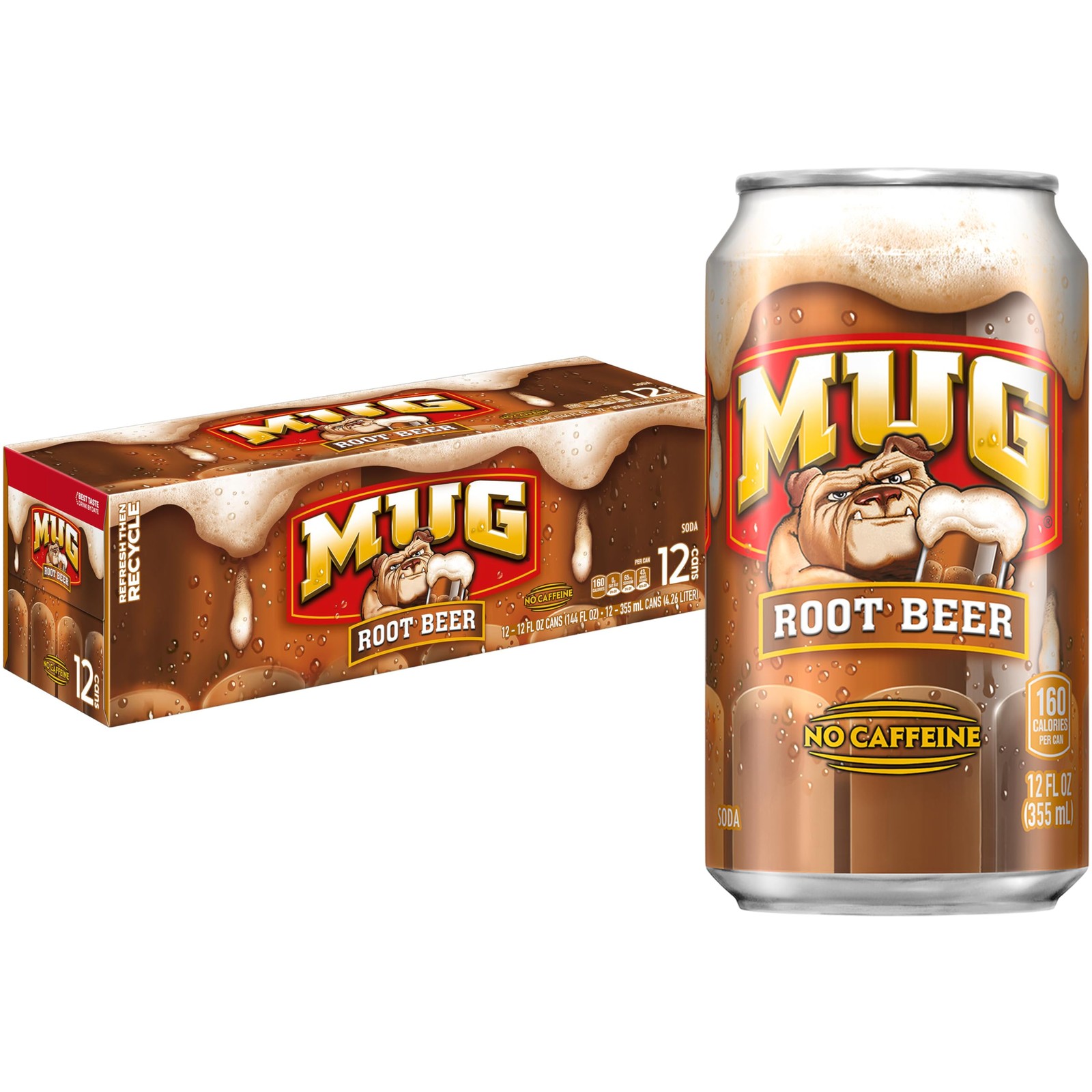 Mug Root Beer, 12 Fl Oz Cans (Pack of 12) 12 12), BROWN
