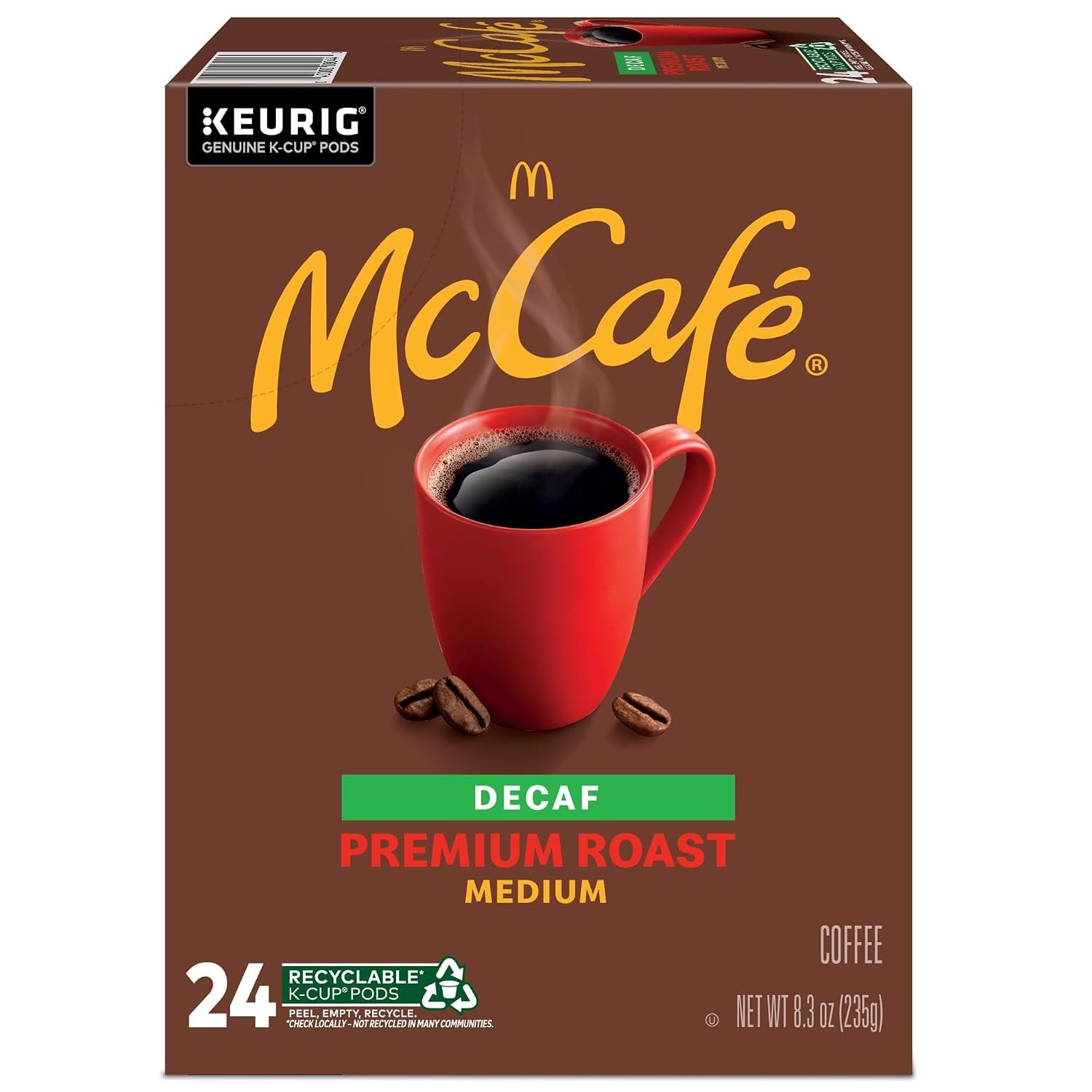McCafe Premium Roast Decaf Coffee, Single Serve Keurig K-Cup Pods, 96 Count