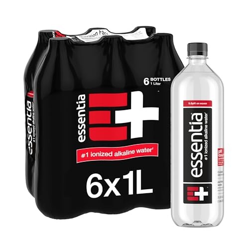 Essentia Water Ionized Alkaline 9.5+ pH 1L Bottles – Pack of 6 (33.8 Fl Oz)
