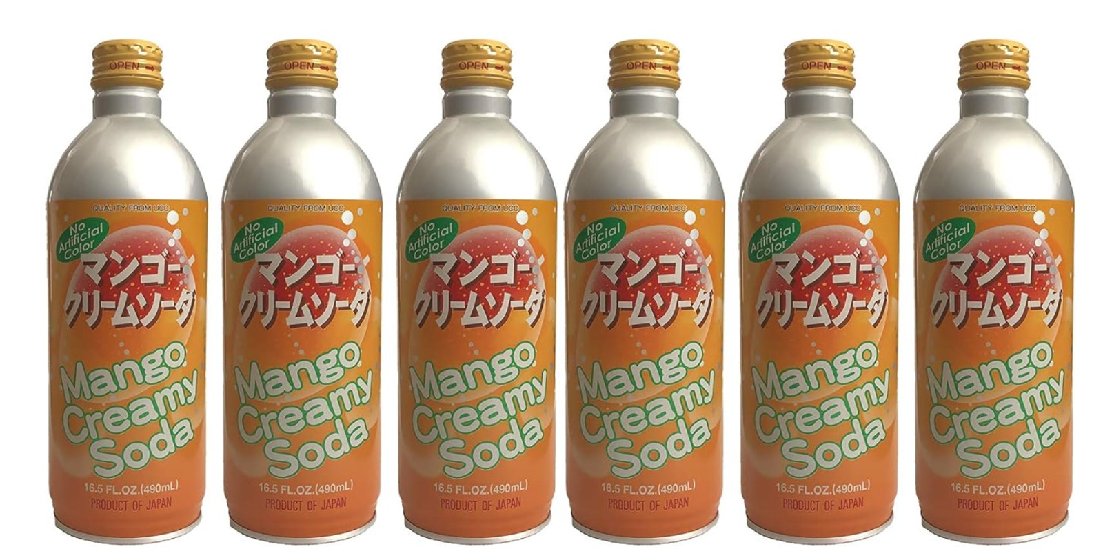 UCC Japan Tasty Mango Creamy Soda, Sweet and Refreshing, 16.6 Fl Oz – Pack of 6