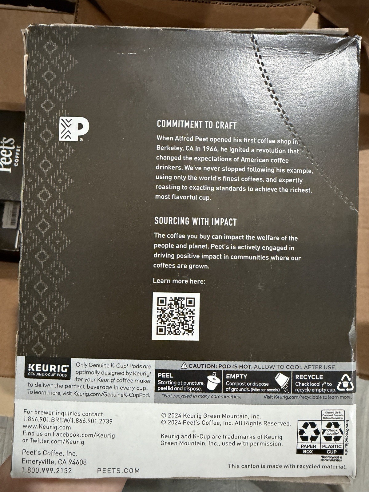 Peet’s Decaf House Dark Roast Coffee, Keurig K-Cup Pods, 22 Count