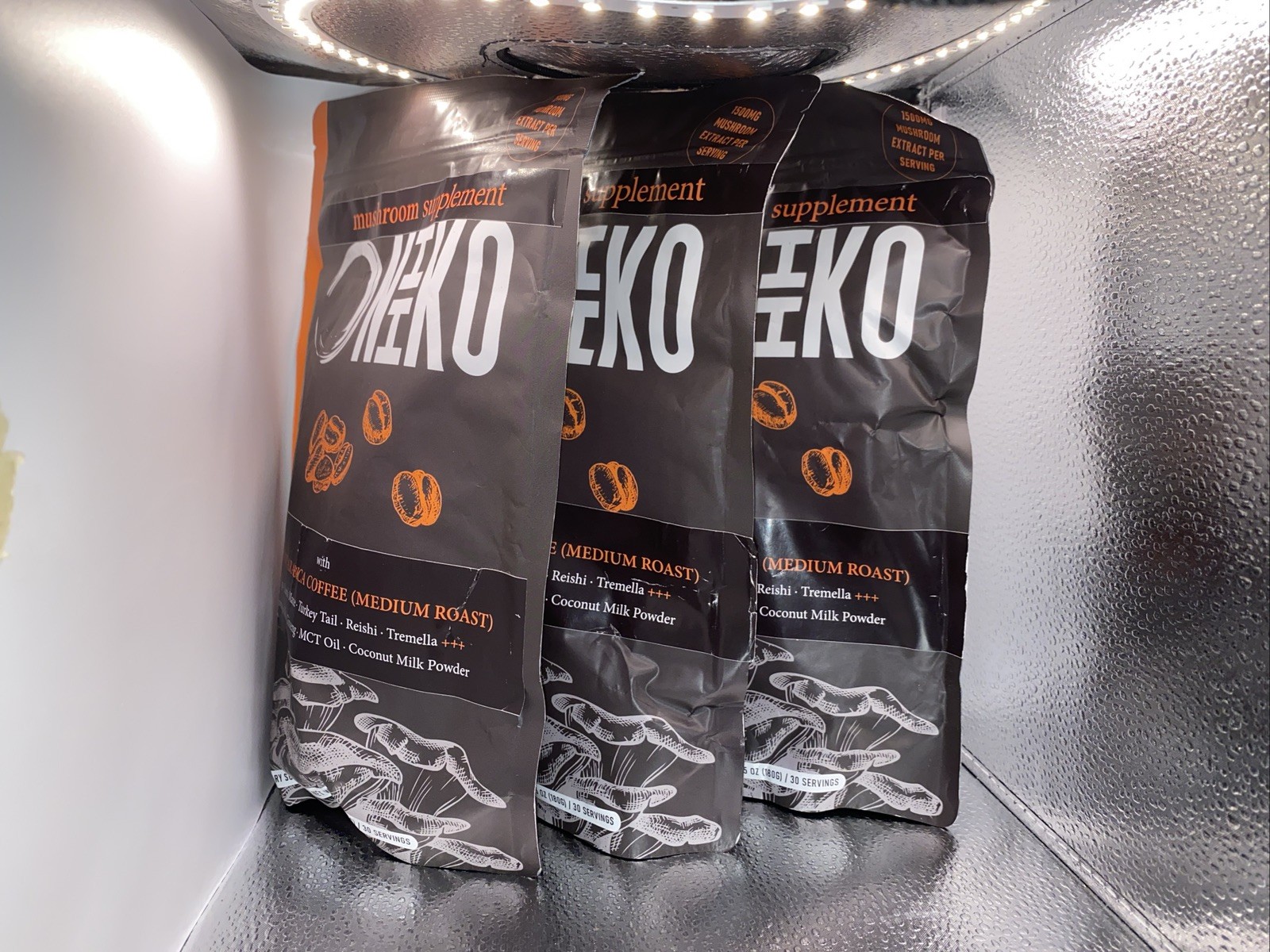 3 ONIIKO Mushroom Coffee Latte Instant Medium Roast Coconut Flavor 30 Servings