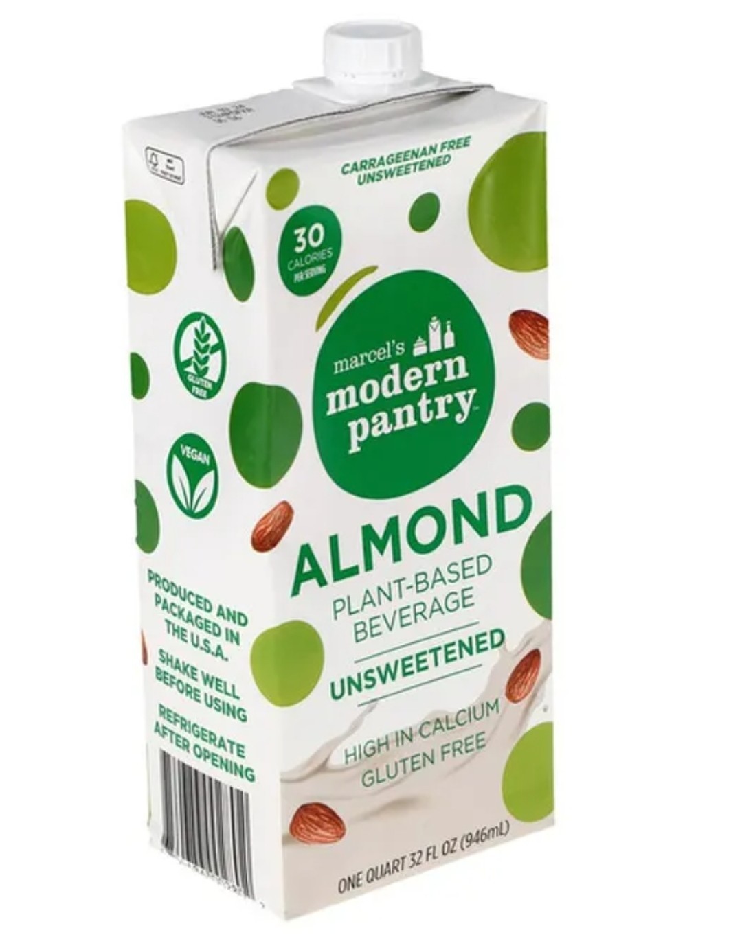 Marcel’s Modern Pantry Unsweetened Plant-Based Almond Milk 32 FL OZ. (X2)