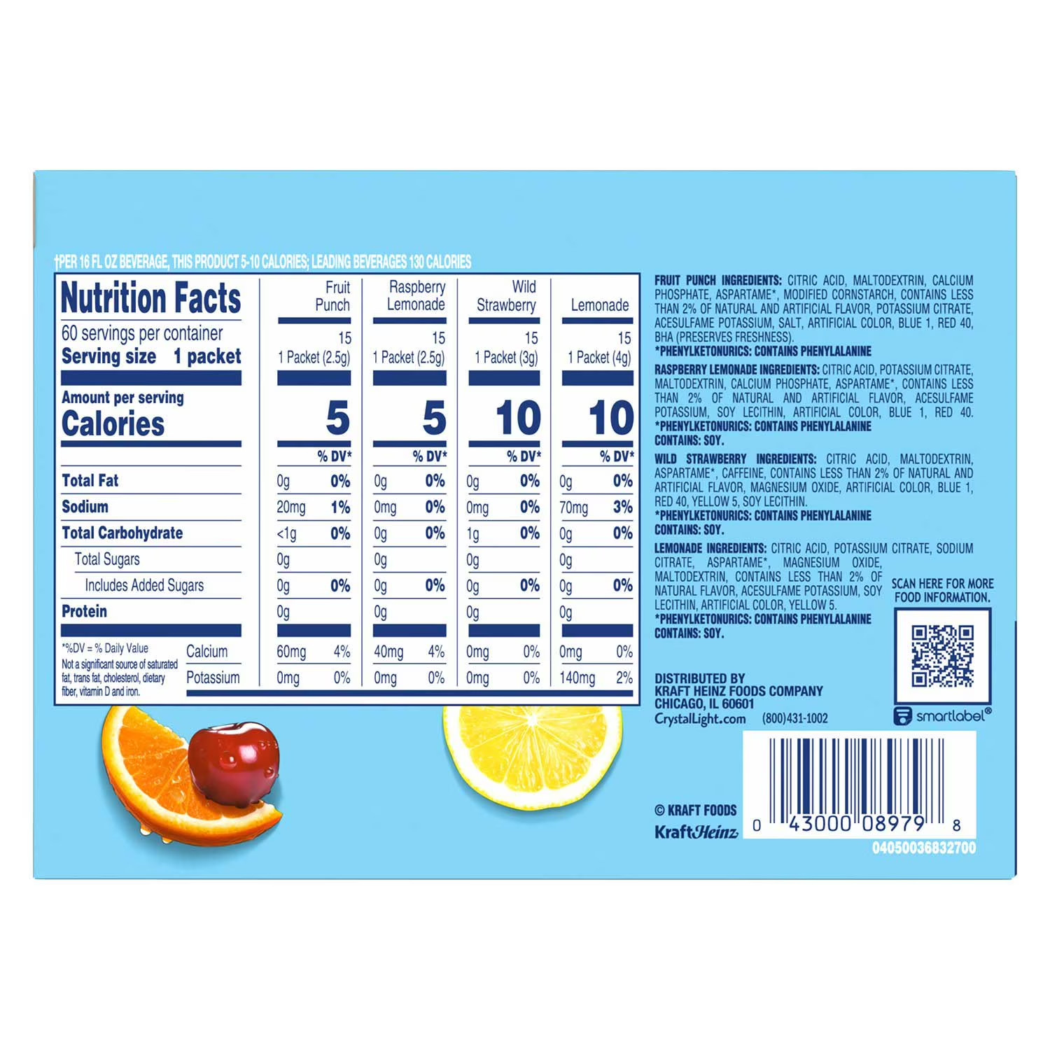 Crystal Light Variety Pack Drink Mix Packets 60 pk Sugar Free Great Price