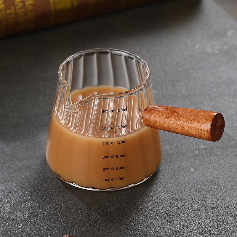 1 Pcs 180ml Mini Coffee Cup, Glass Milk Cup, Italian Coffee Cup With Wooden Hand