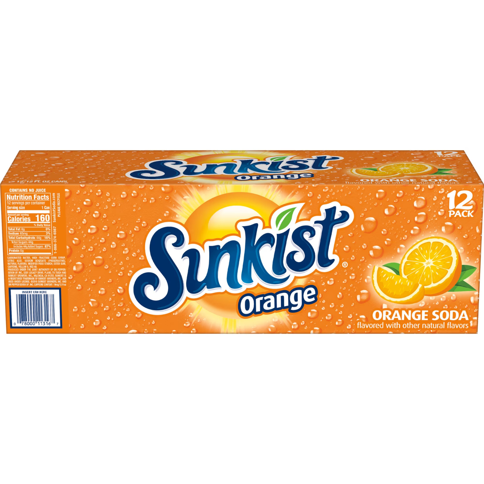 Sunkist Orange Soda Pop, 12 fl oz, 12 Pack Cans- Free Shipping