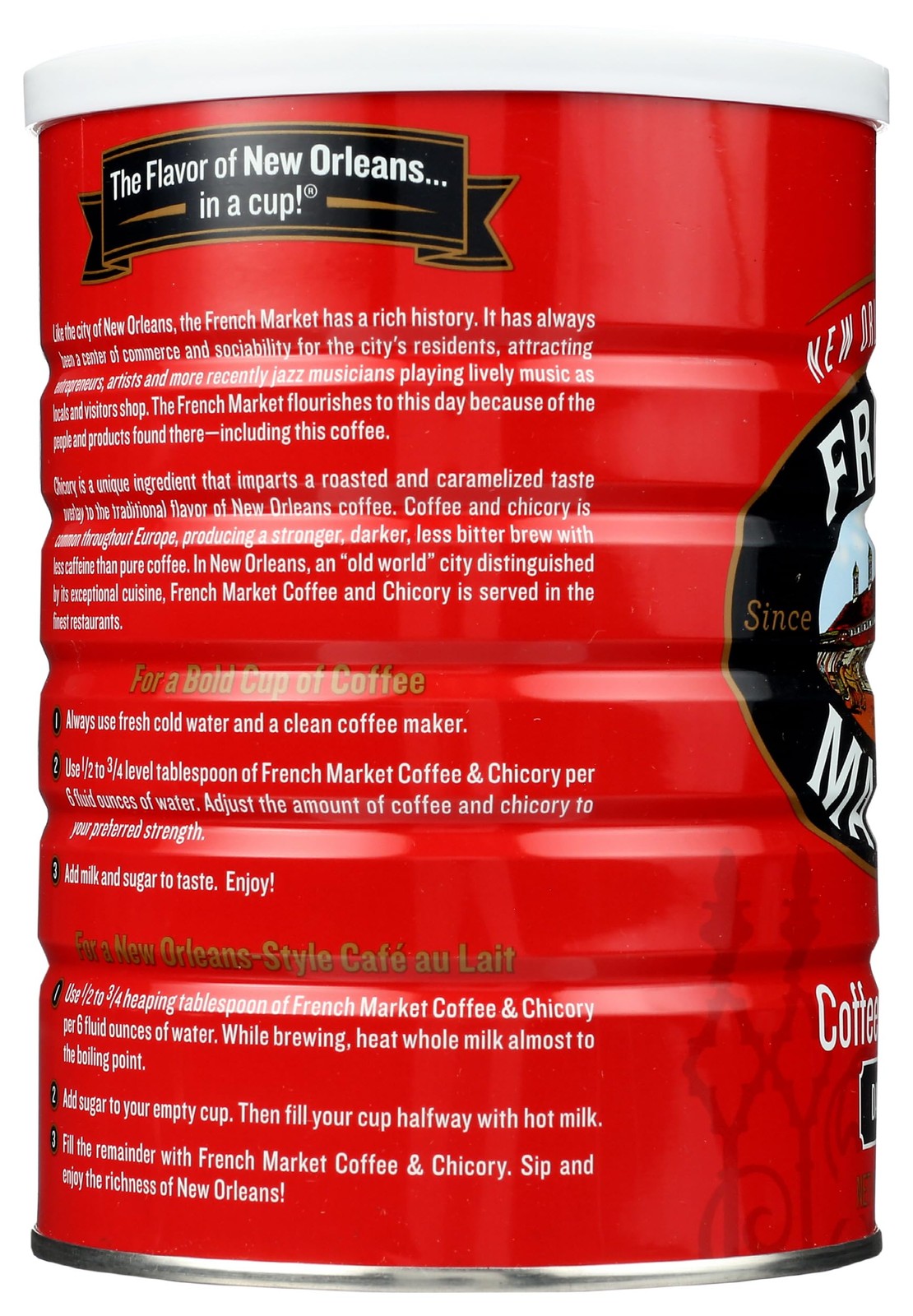French Market Coffee & Chicory Dark Roast Ground 12oz Can