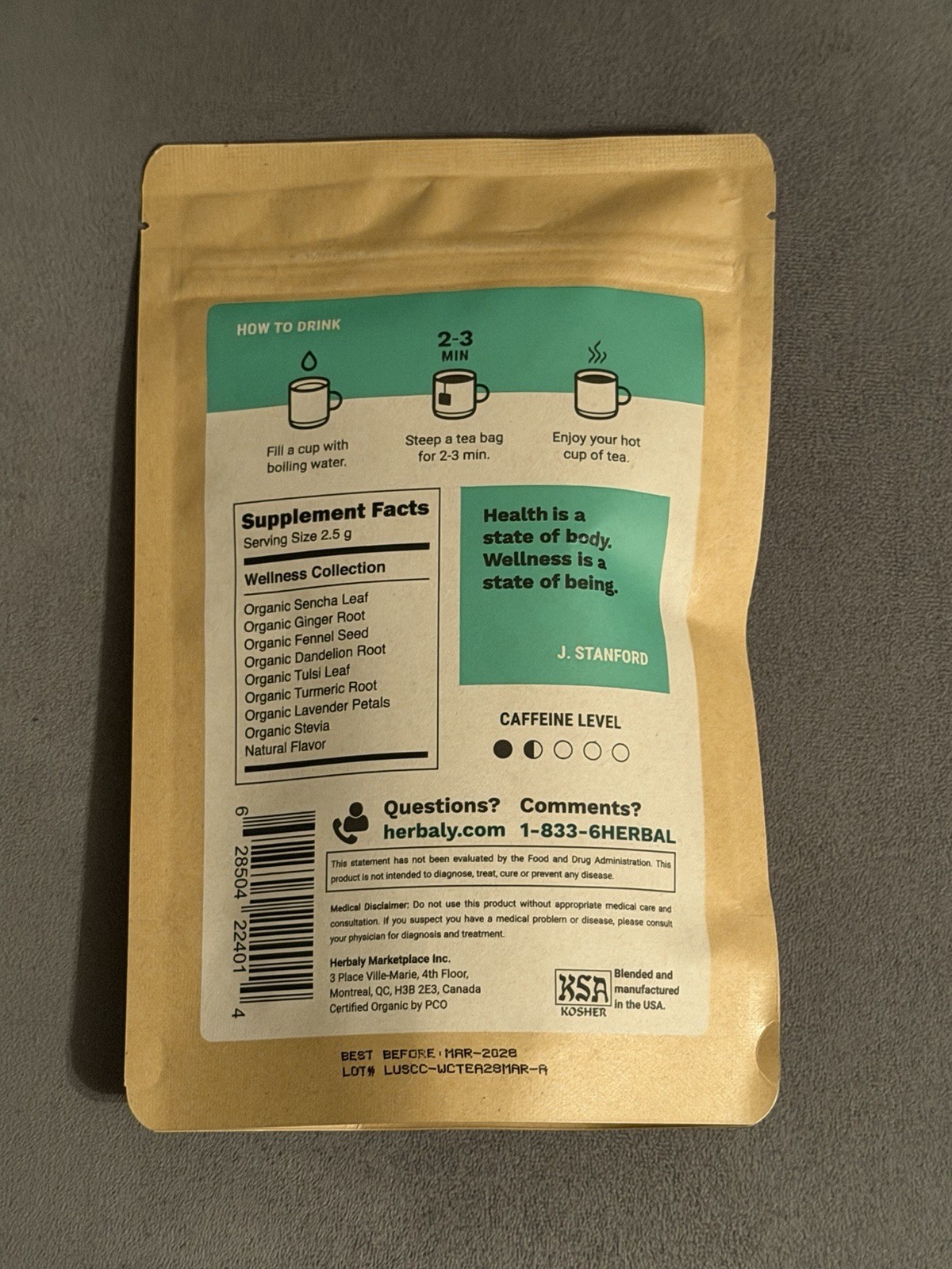 Herbaly Wellness Collection Tea – Vegan Gluten free,70 g, 28 Count Bag ( 1 Pack)