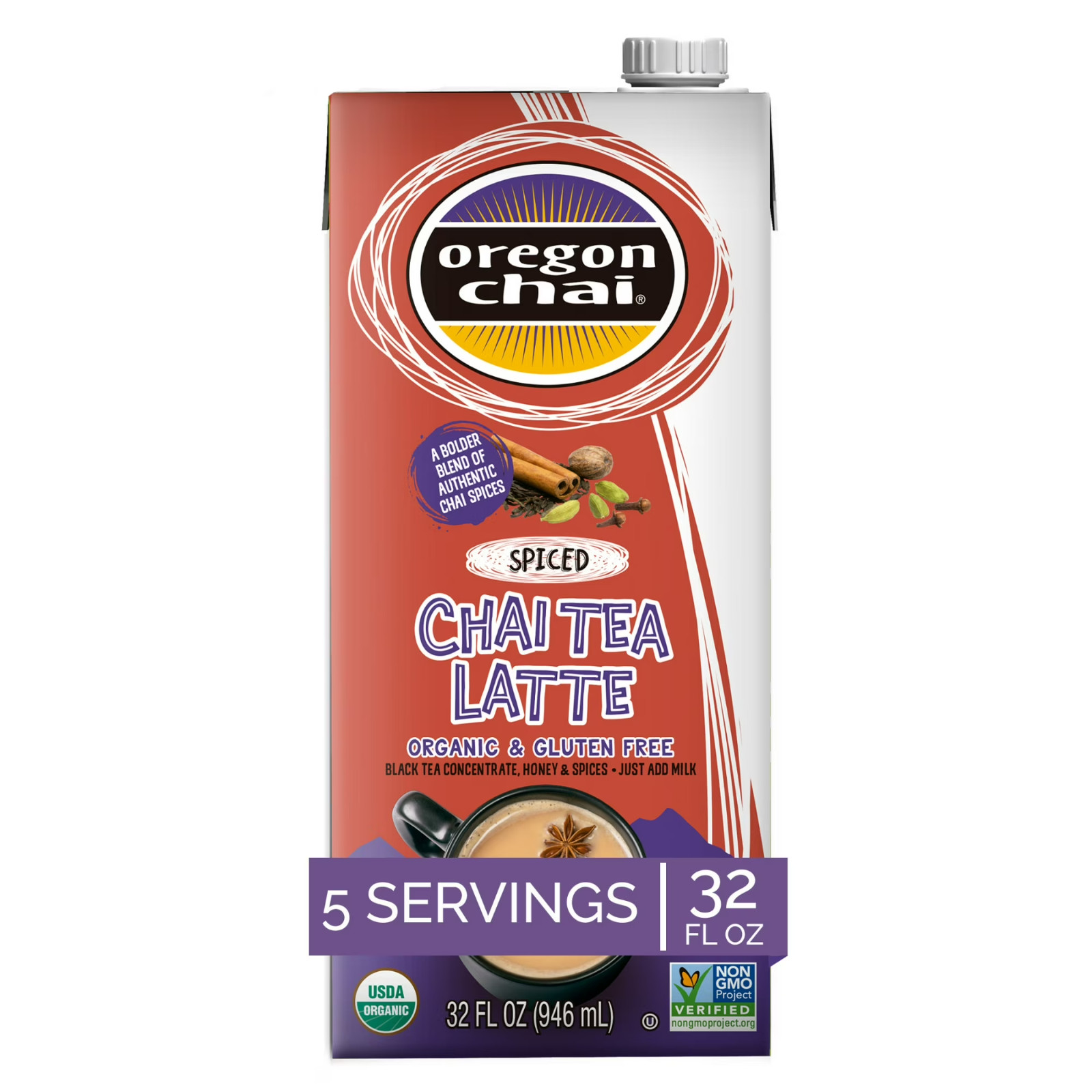 (2 pack) Oregon Chai Organic Spiced Chai Concentrate, 33 Fluid Ounces (Pack of 1