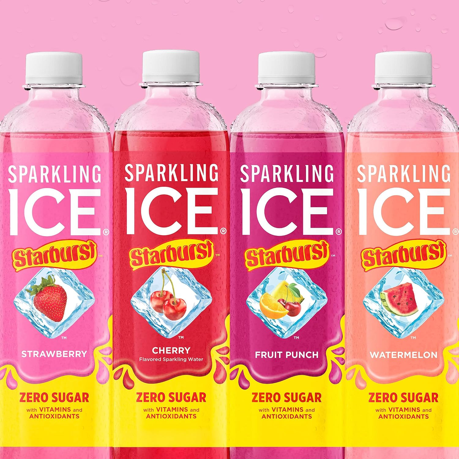 Sparkling Ice STARBURST Zero Sugar Flavored Sparkling Water, Pack 12