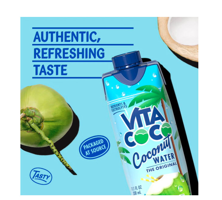 Vita Coco Coconut Water, Pure Organic, Refreshing Coconut Taste, Pack Of 12