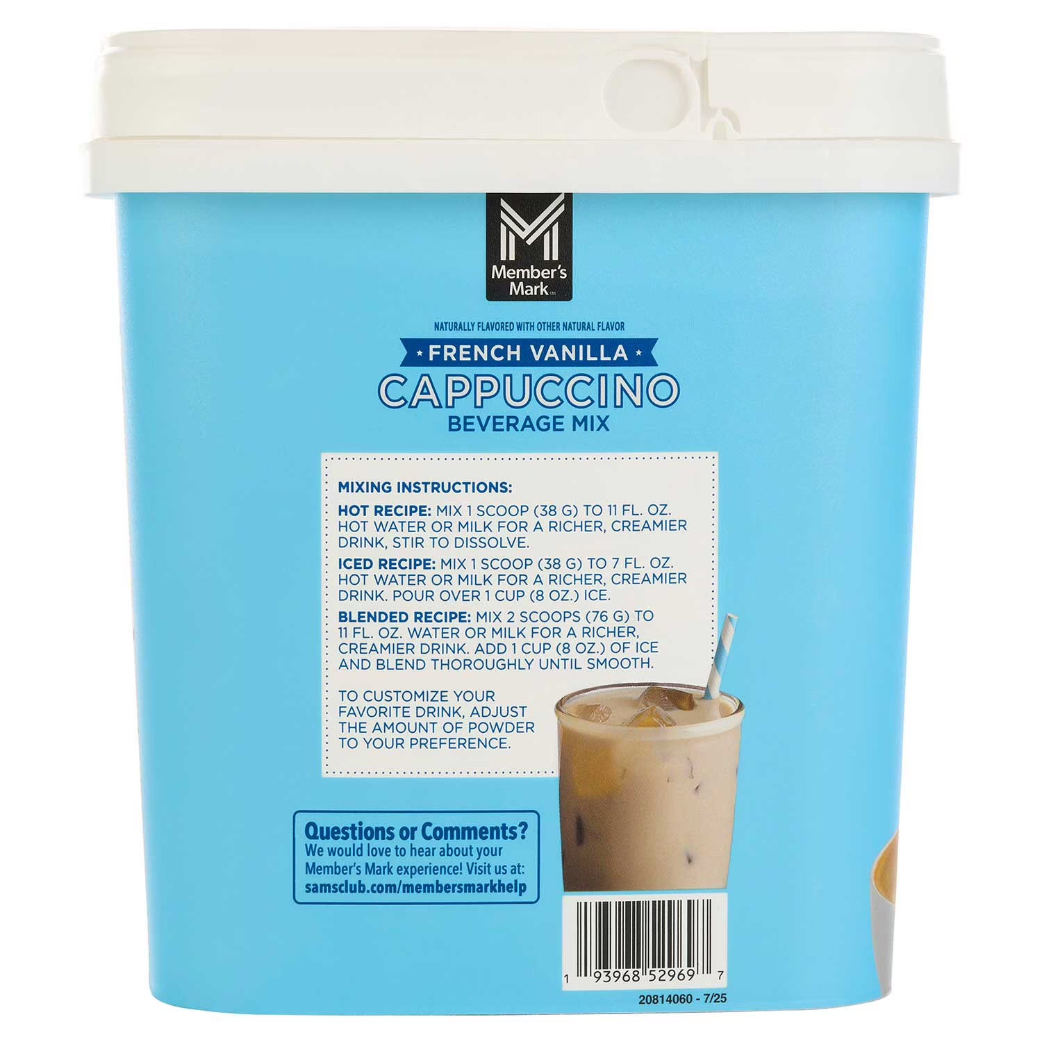 Member’s Mark French Vanilla Cappuccino Beverage Mix 48 Oz Instant