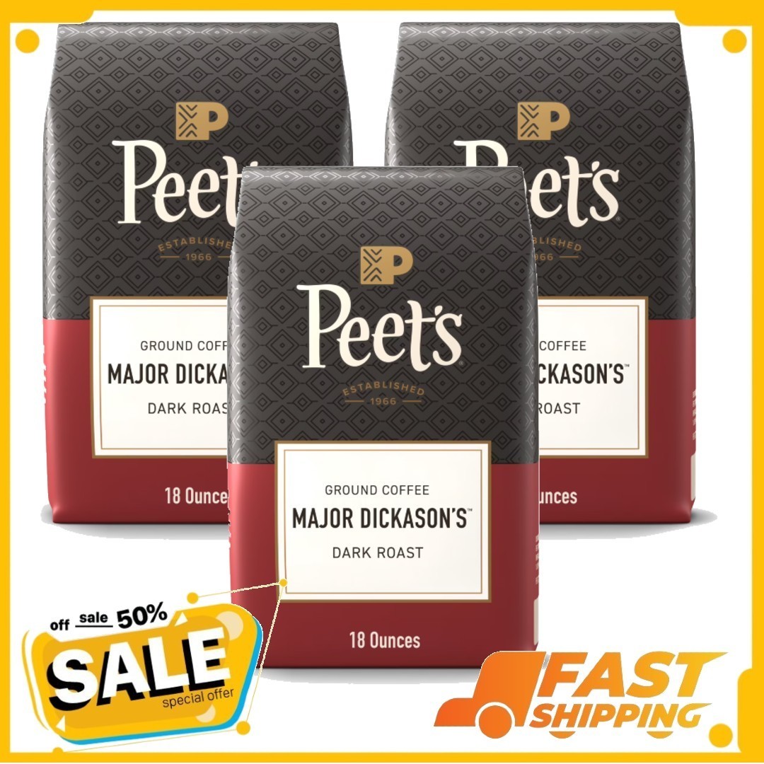3P Peet’s Coffee Major Dickason’s Blend Premium Dark Roast Ground Coffee, 18 oz