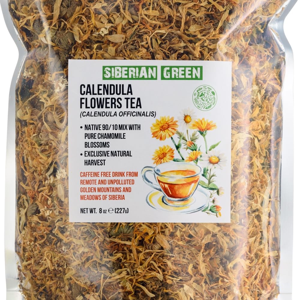 Calendula Flowers Tea 227g (8 Oz) Dried with Chamomile – Herbal Infusion