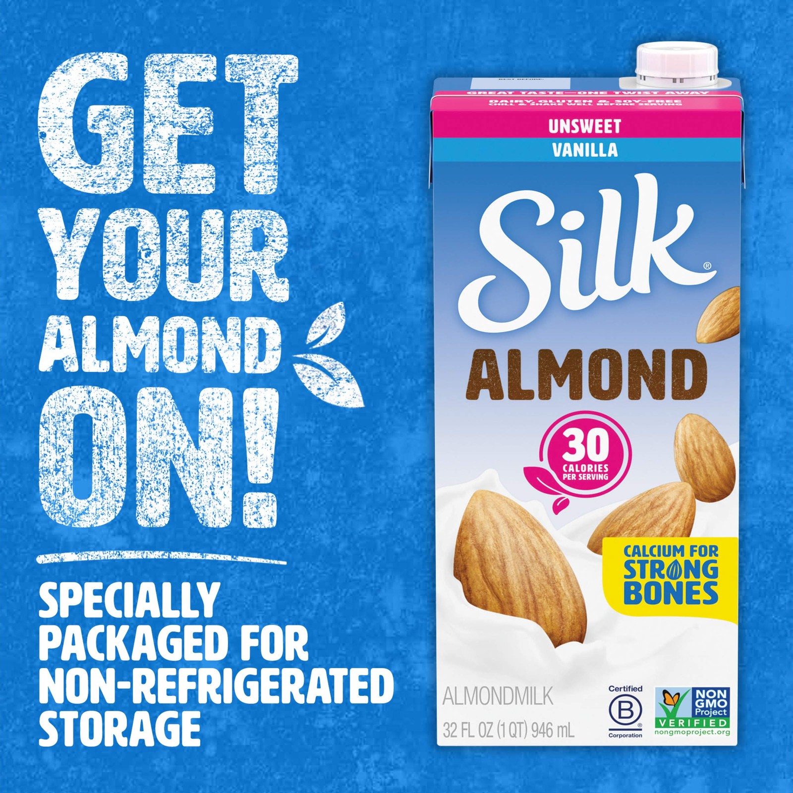 Silk Almond Milk, Unsweetened Vanilla, 32 Fluid Ounce Pack of 6, Vanilla Almond