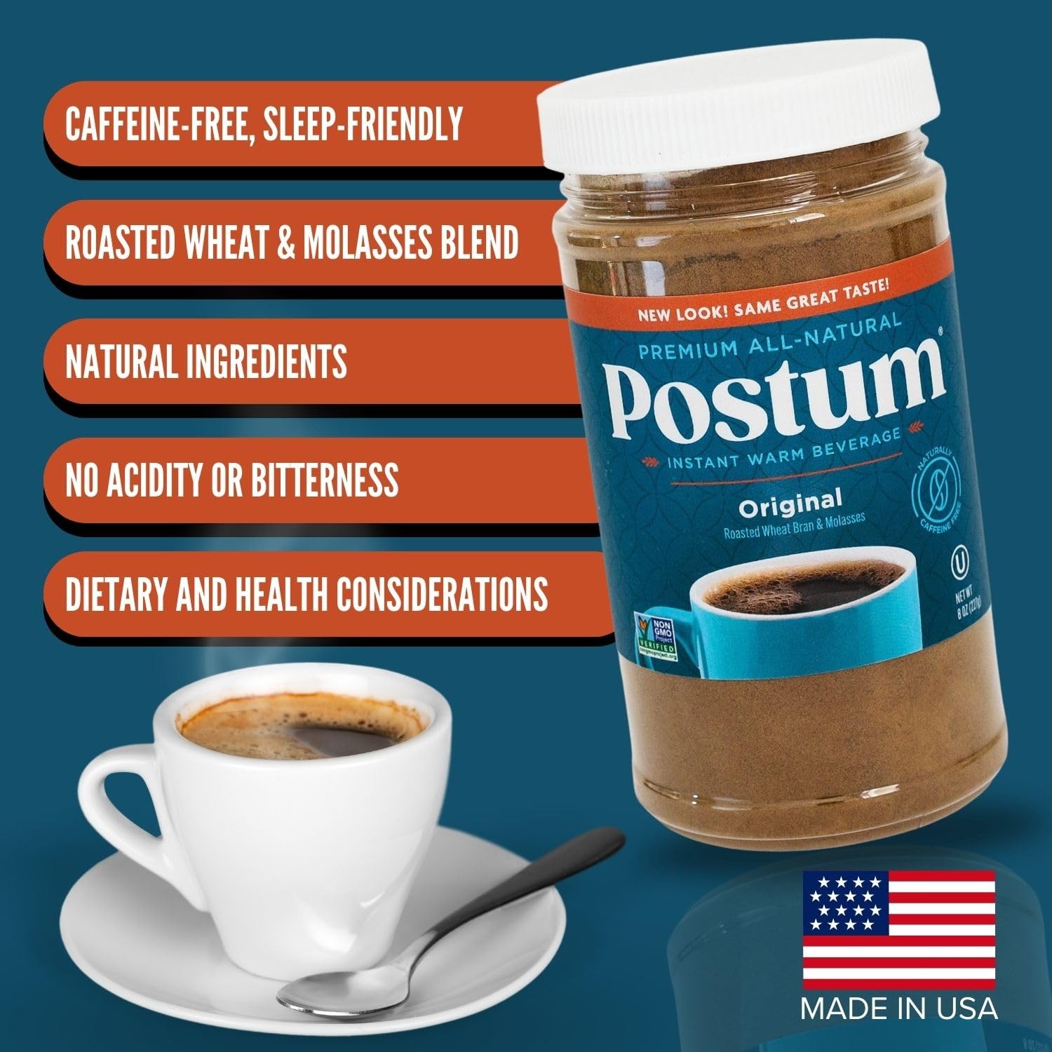 Postum -Coffee Substitute Original 3x8oz Coffee Alternative Caffeine Free