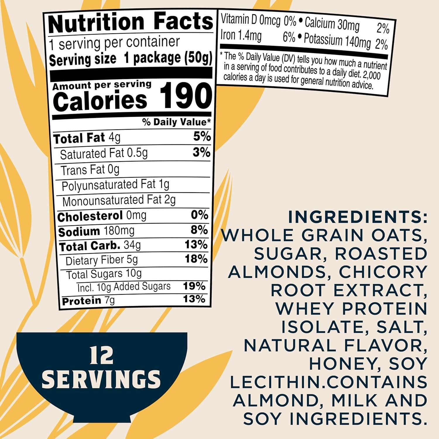 Quaker Instant Oatmeal Express Cups, Honey & Almonds, 1.76 Ounce (Pack of 12)