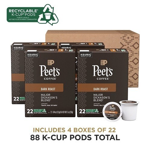Peet’s Coffee Major Dickason’s Blend Dark Roast Coffee K-Cup Pods, 88 Count.