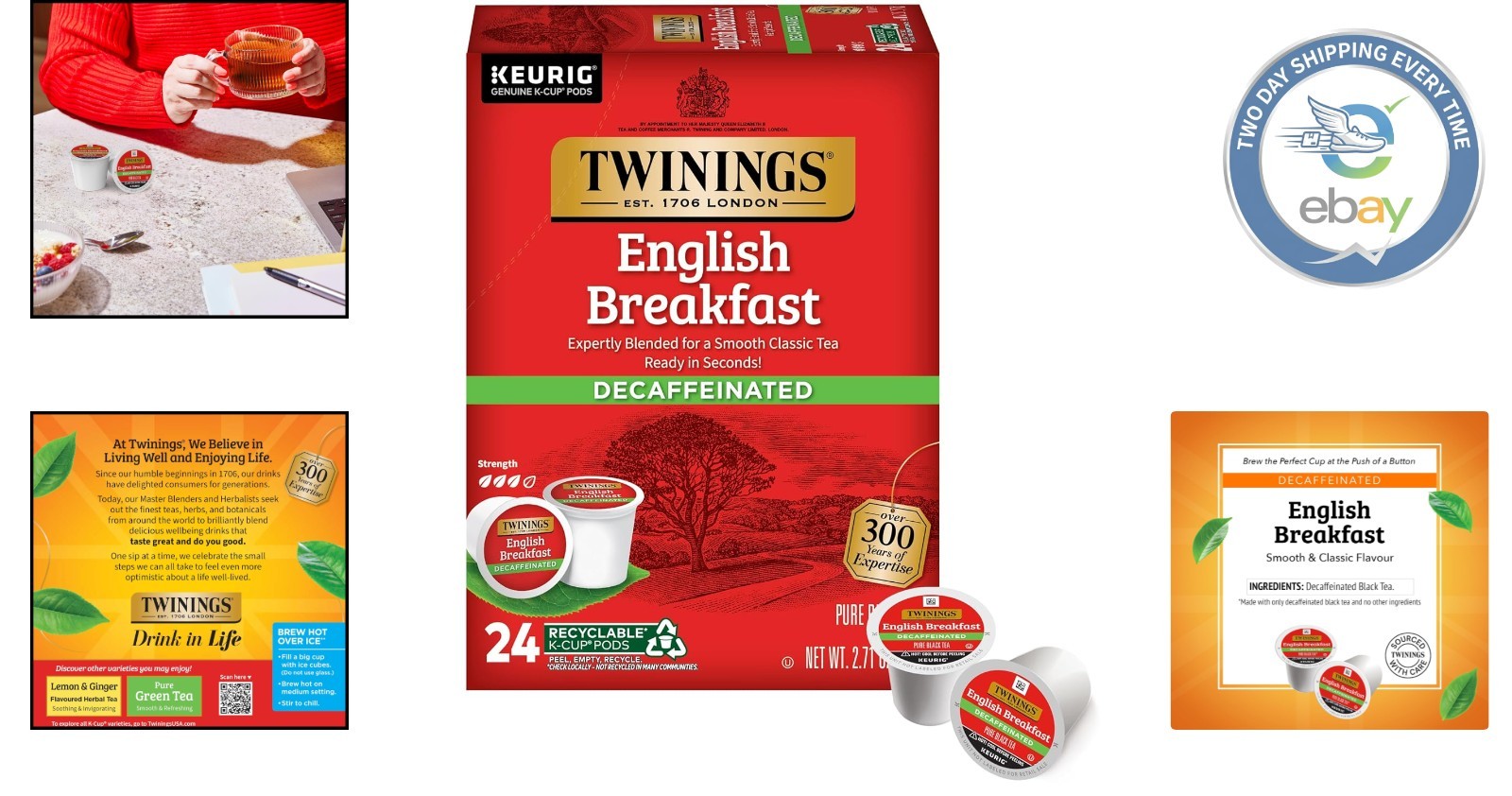 24 Pack Decaffeinated English Breakfast Tea K-Cups – Robust Taste, Anytime!