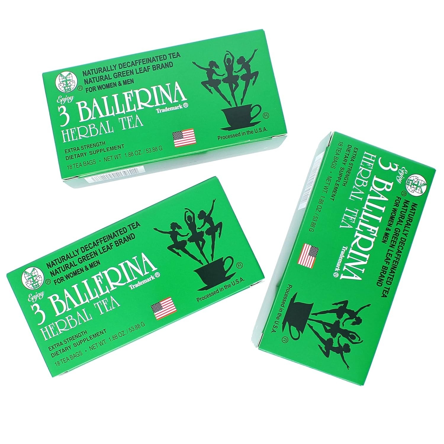 3 Ballerina Herbal Tea Drink Extra Strength Herbal, 18 Count (Pack of 3 Boxes)