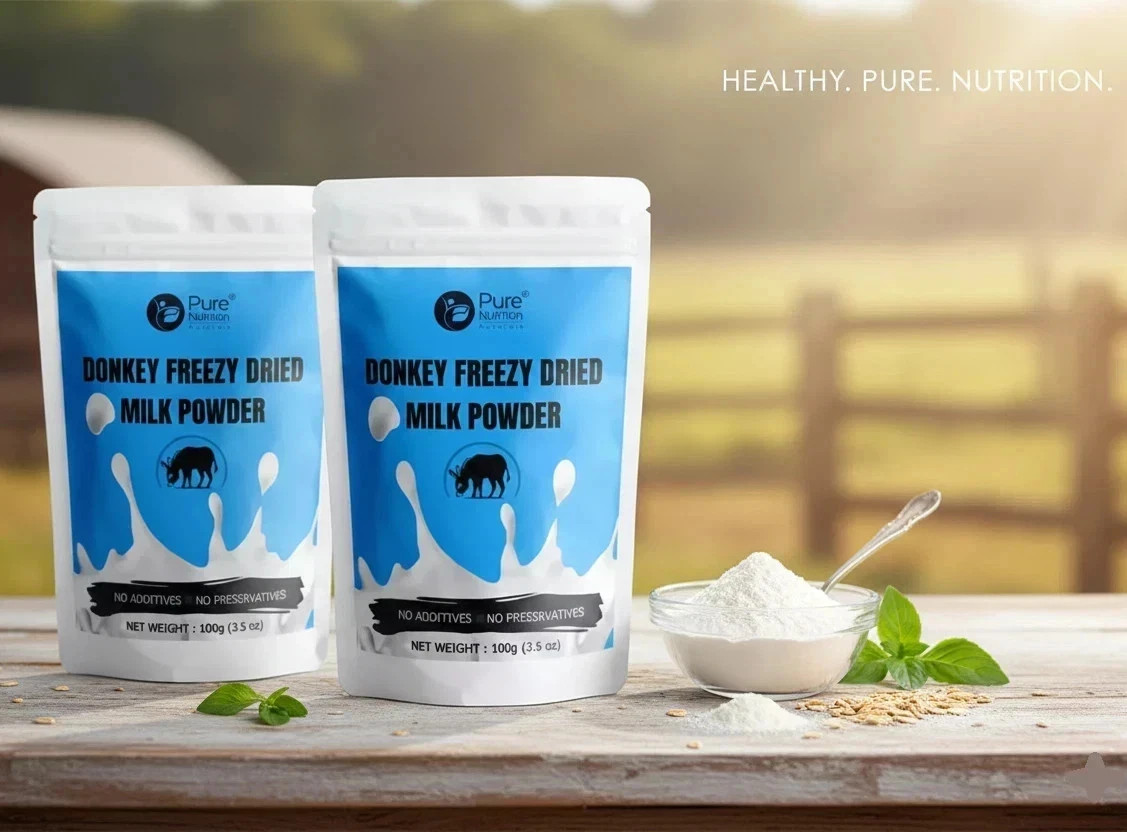 (PACK OF 2) 100% NATURAL HERBS DONKEY MILK POWDER FREEZE DRIED (3.05 OZ) 100 GM