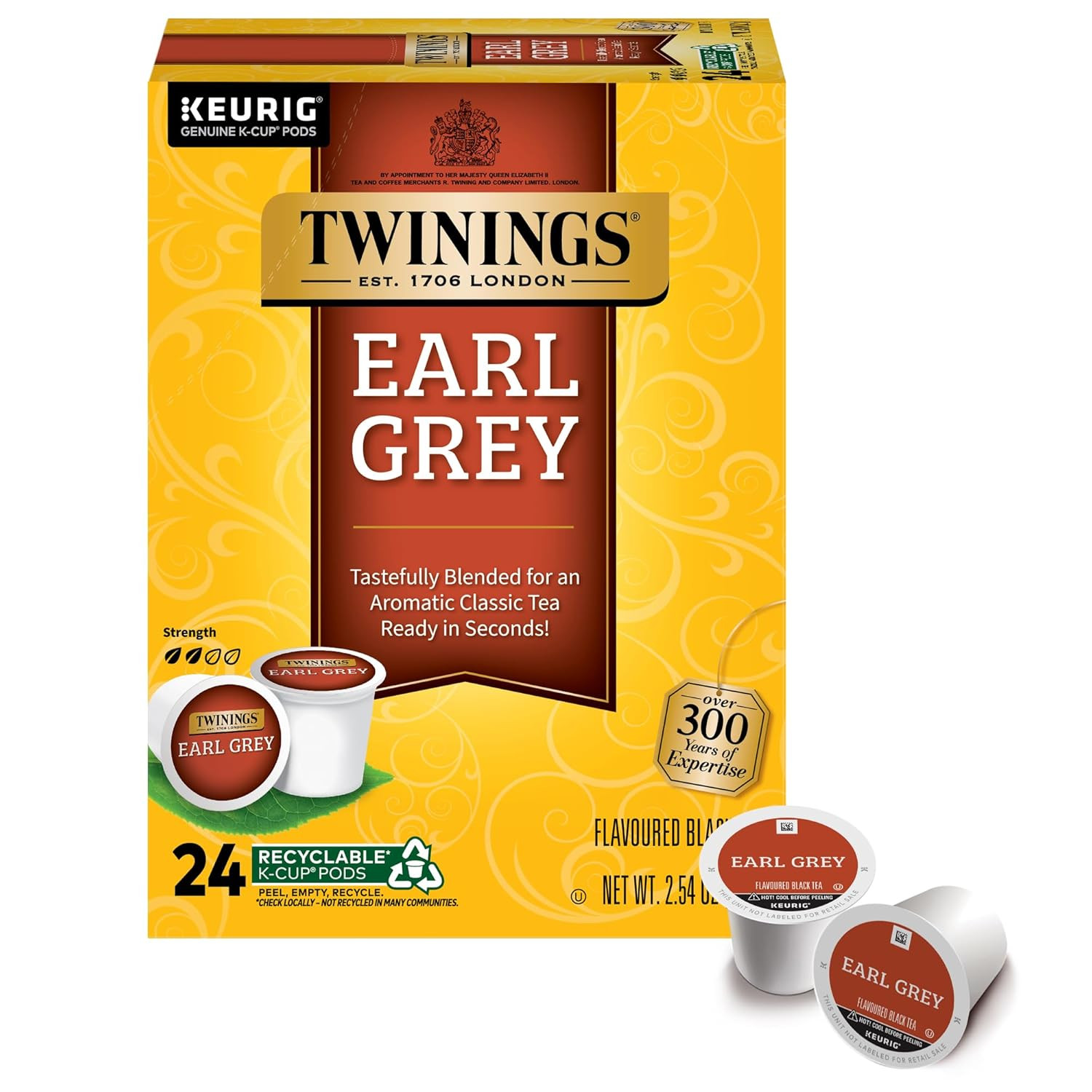 Earl Grey Black Tea K-Cup Pods for Keurig, 24 Count (Pack of 1), Flavoured with