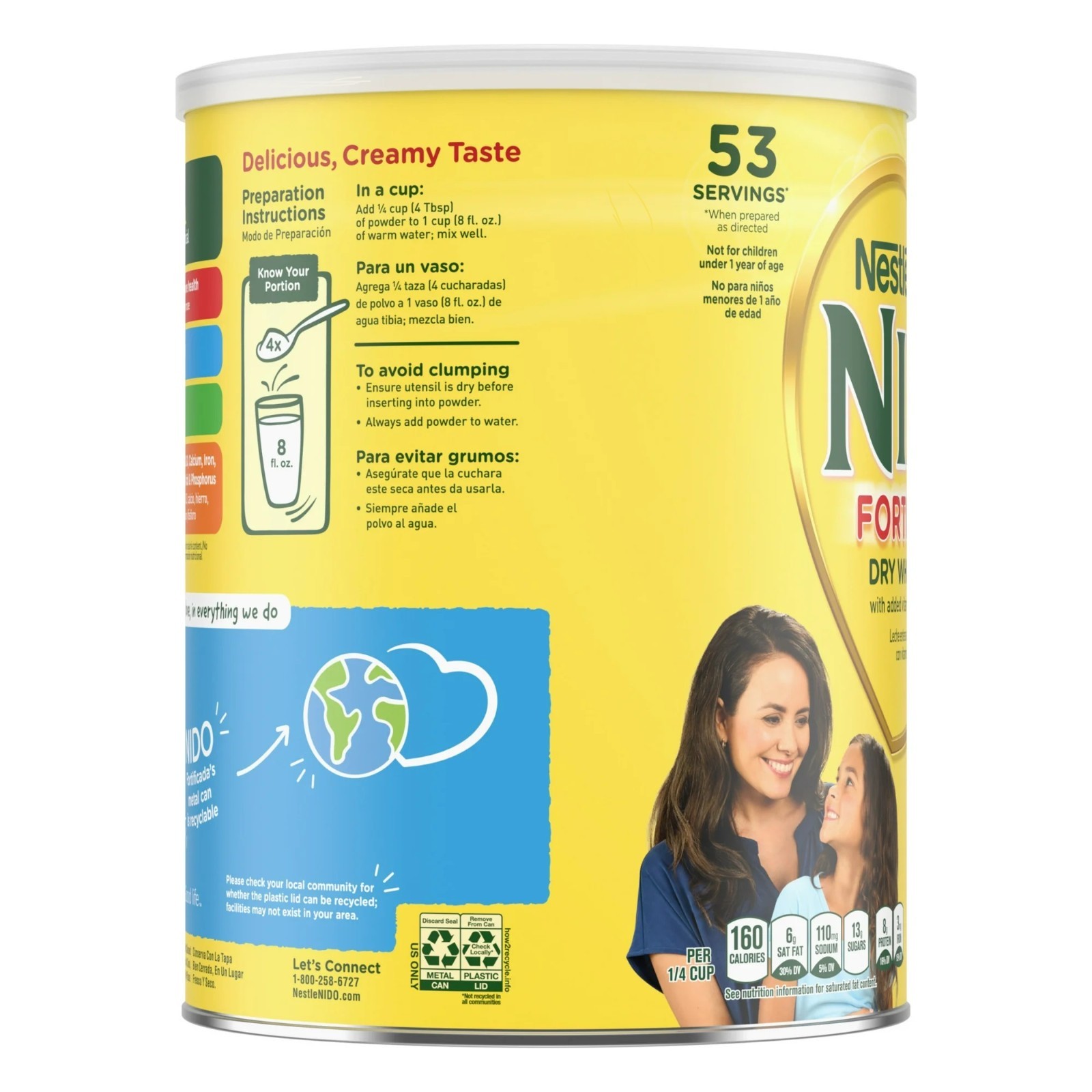 Nestle Nido Fortificada Powdered Drink Mix, Dry Whole Milk Powder, 56.4 oz
