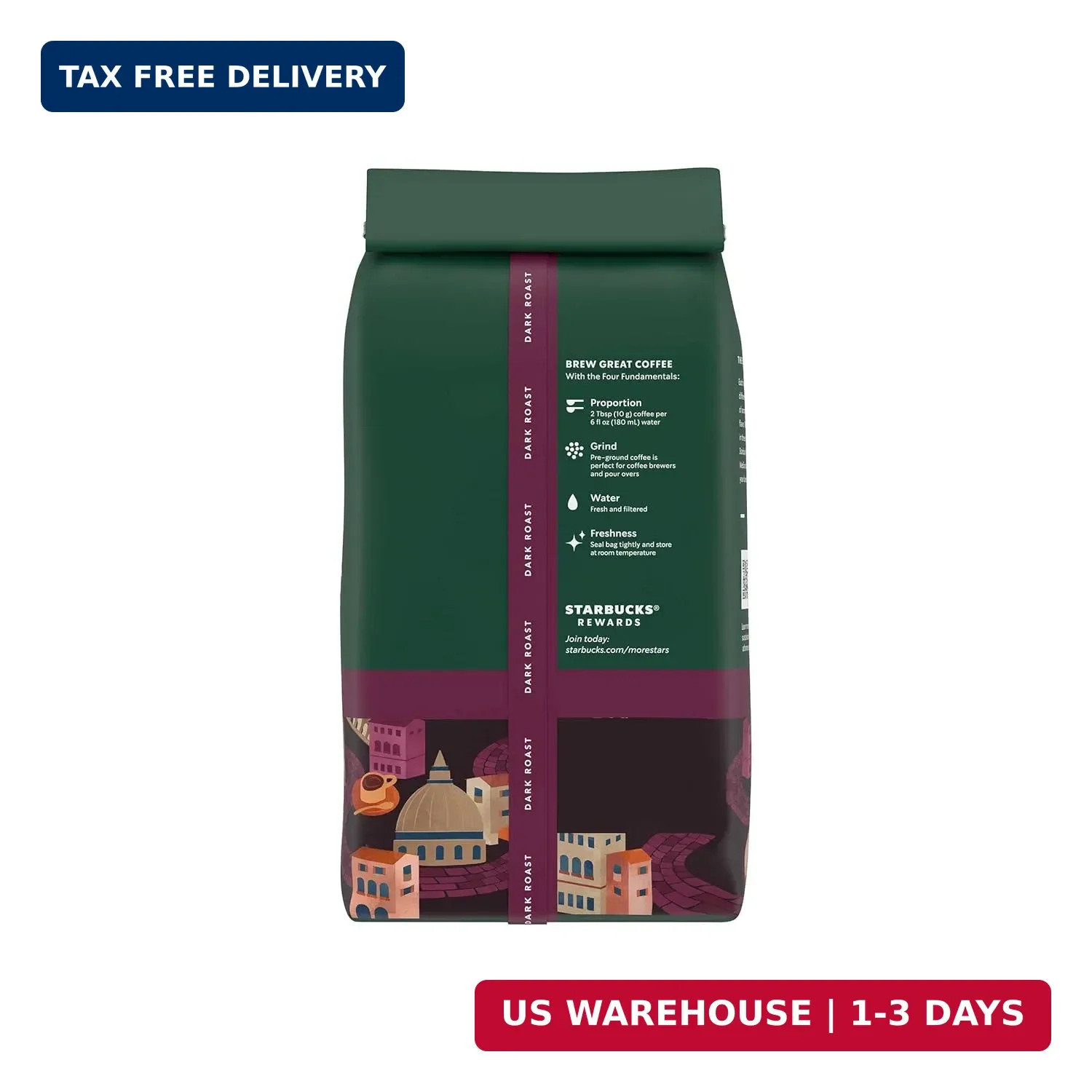 Starbucks Ground Coffee, Dark Roast Coffee, Italian Roast, 100% Arabica, 1 bag (