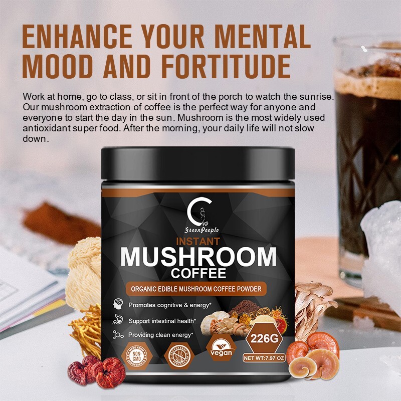 Organic Mushroom Coffee Instant Mushroom Coffee Powder Brain & Immune Boost