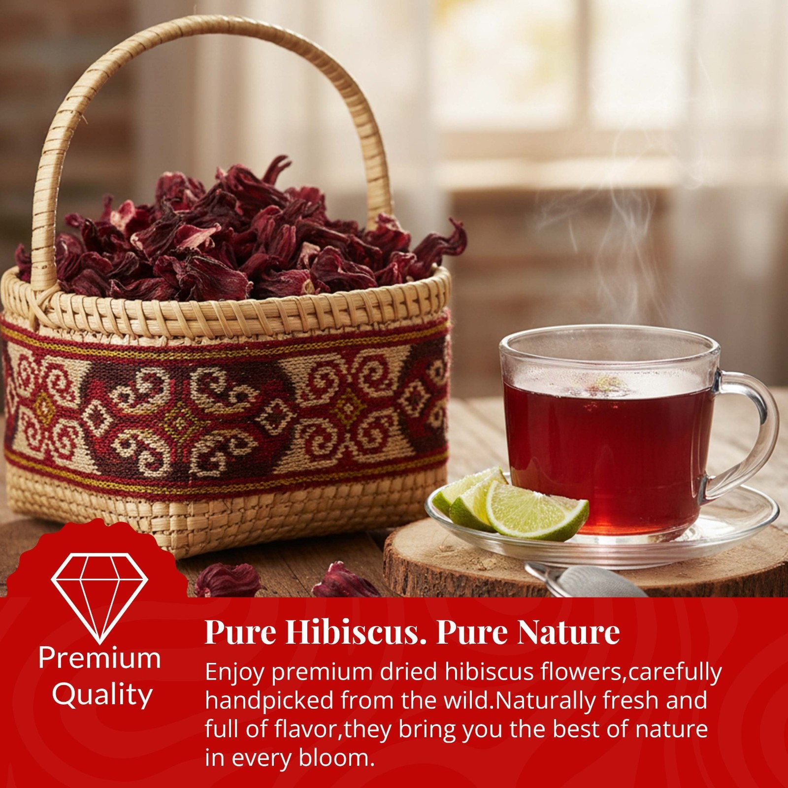 5.2 Oz Dried Hibiscus Flower, Natural Hibiscus Sabdariffa Flowers