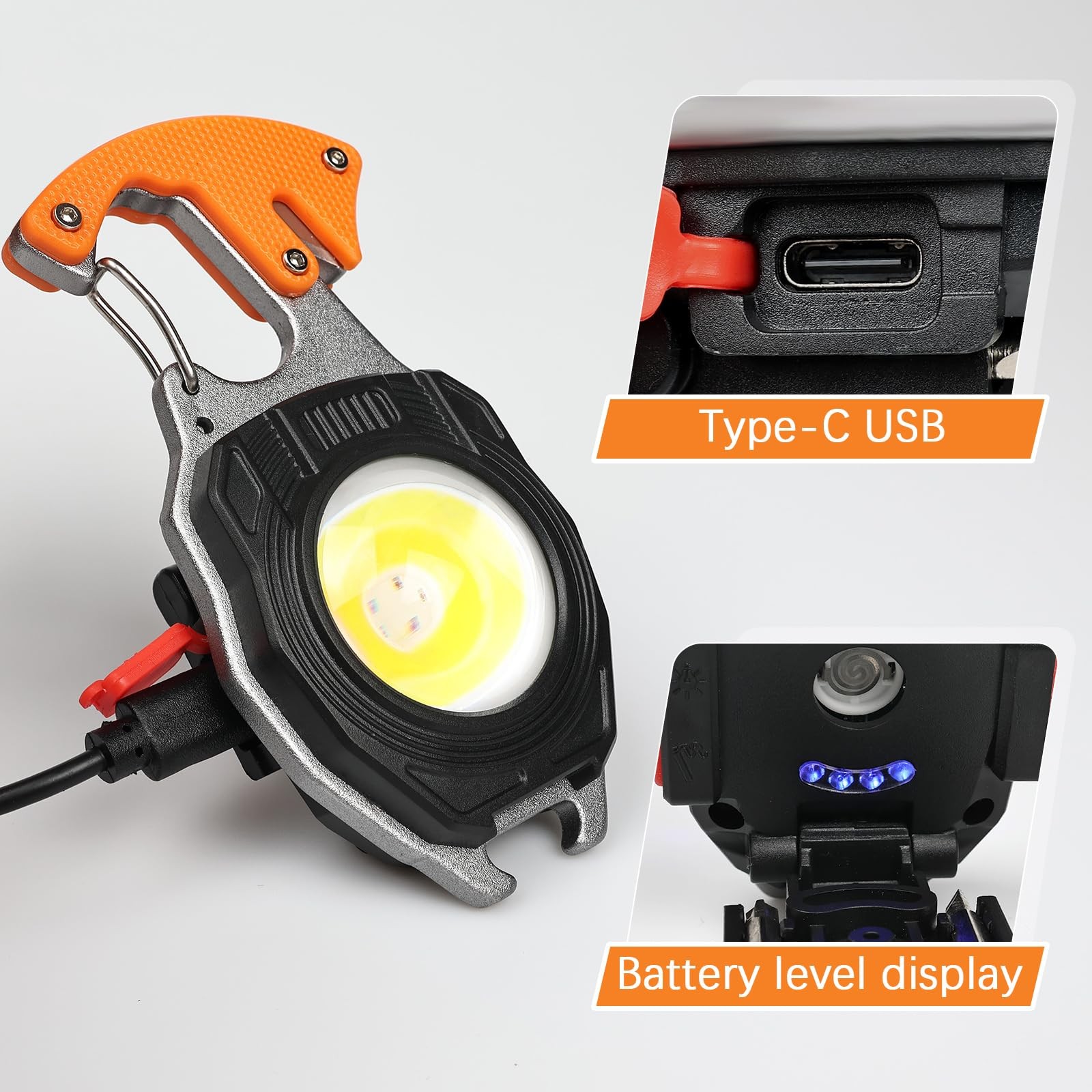 MAKDAK 4PC Keychain Flashlight Rechargeable Cob Keychain Work Light 7 Modes 1600