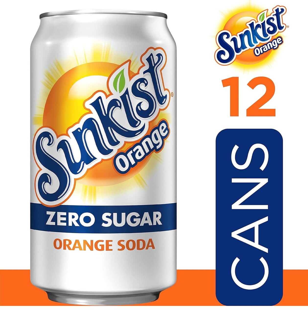 Sunkist Zero Sugar Orange Soda – 12oz Cans (12-Pack) – FREE Priority Shipping!