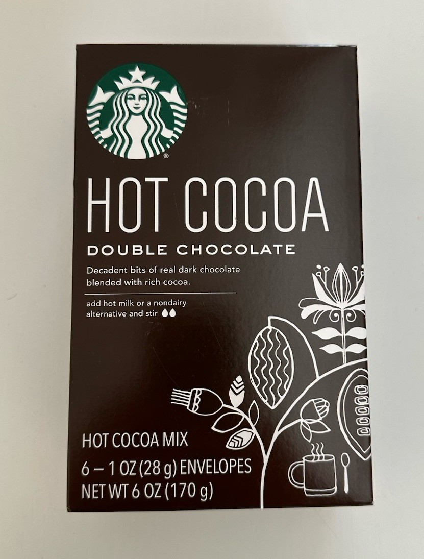 Starbucks Hot Cocoa DOUBLE CHOCOLATE 6 Oz. 6 Envelopes Powder. BB 1/2027