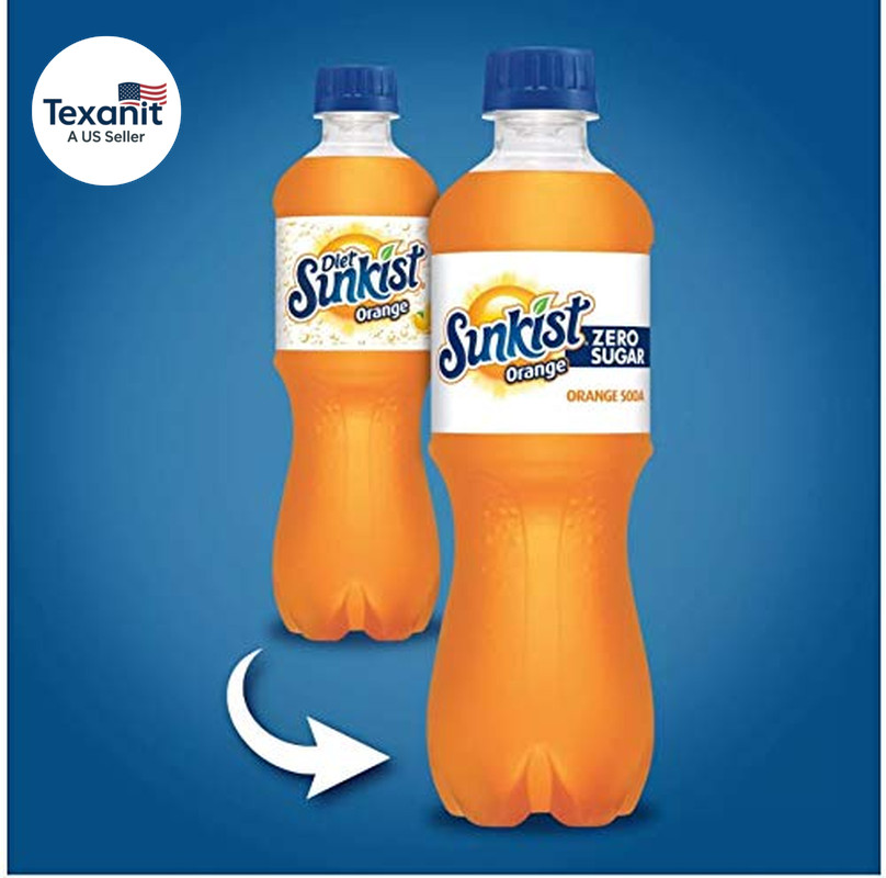 Sunkist Orange Zero (Diet) Soda 20 Oz Bottles (Pack of 12, Total of 240 FL OZ)