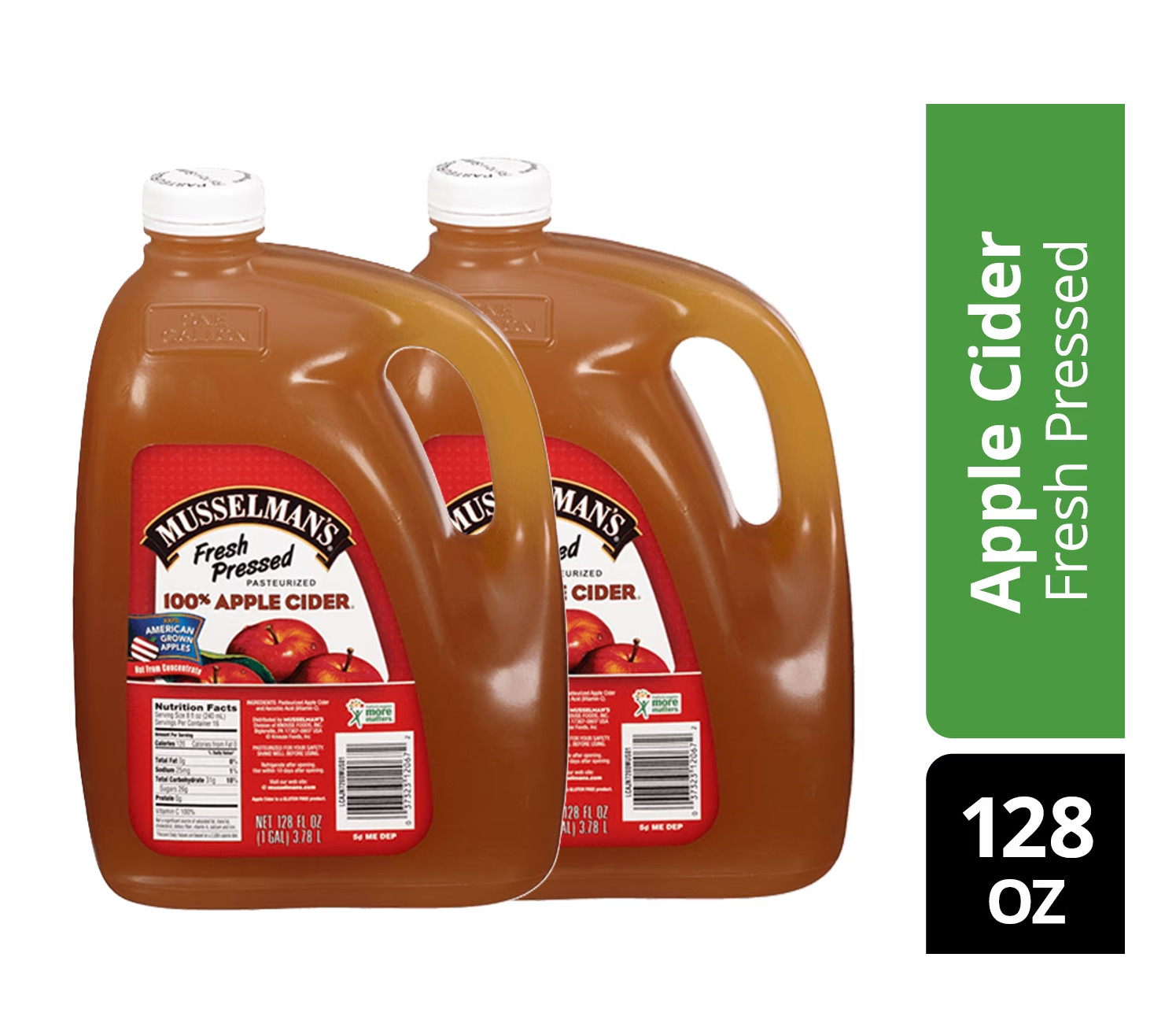 Musselman’s 100% Apple Cider, Fresh Pressed, 128 fl oz Jug – 2 Packs