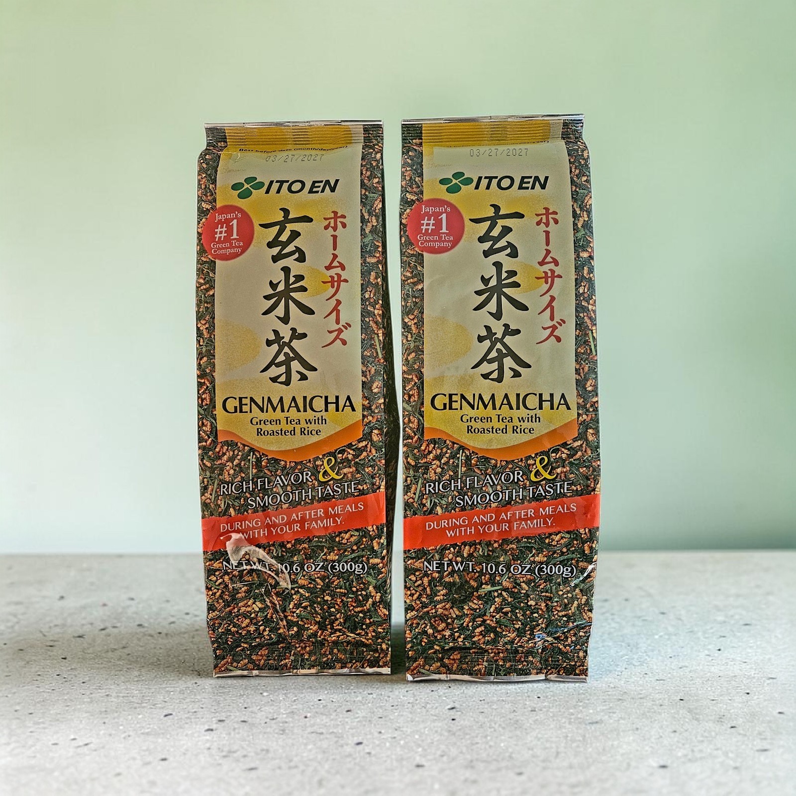 Itoen Japanese Genmaicha Green Tea with Roasted Rice 10.6 oz 300g -Packs of Two