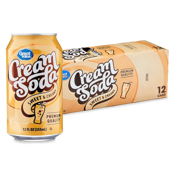 Great Value Cream Soda Pop, 12 fl oz, 12 Pack Cans****