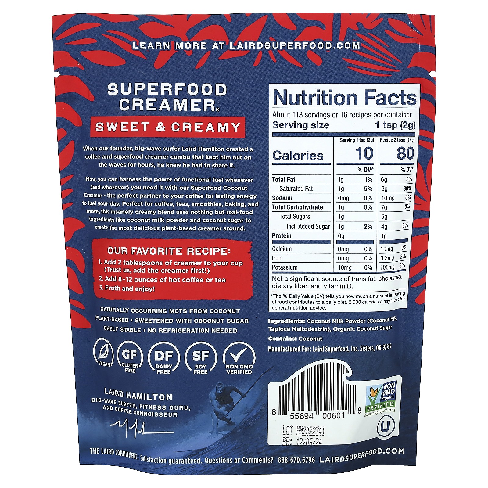 Laird Superfood Superfood Creamer Original 8 oz 227 g Dairy-Free, Gluten-Free,