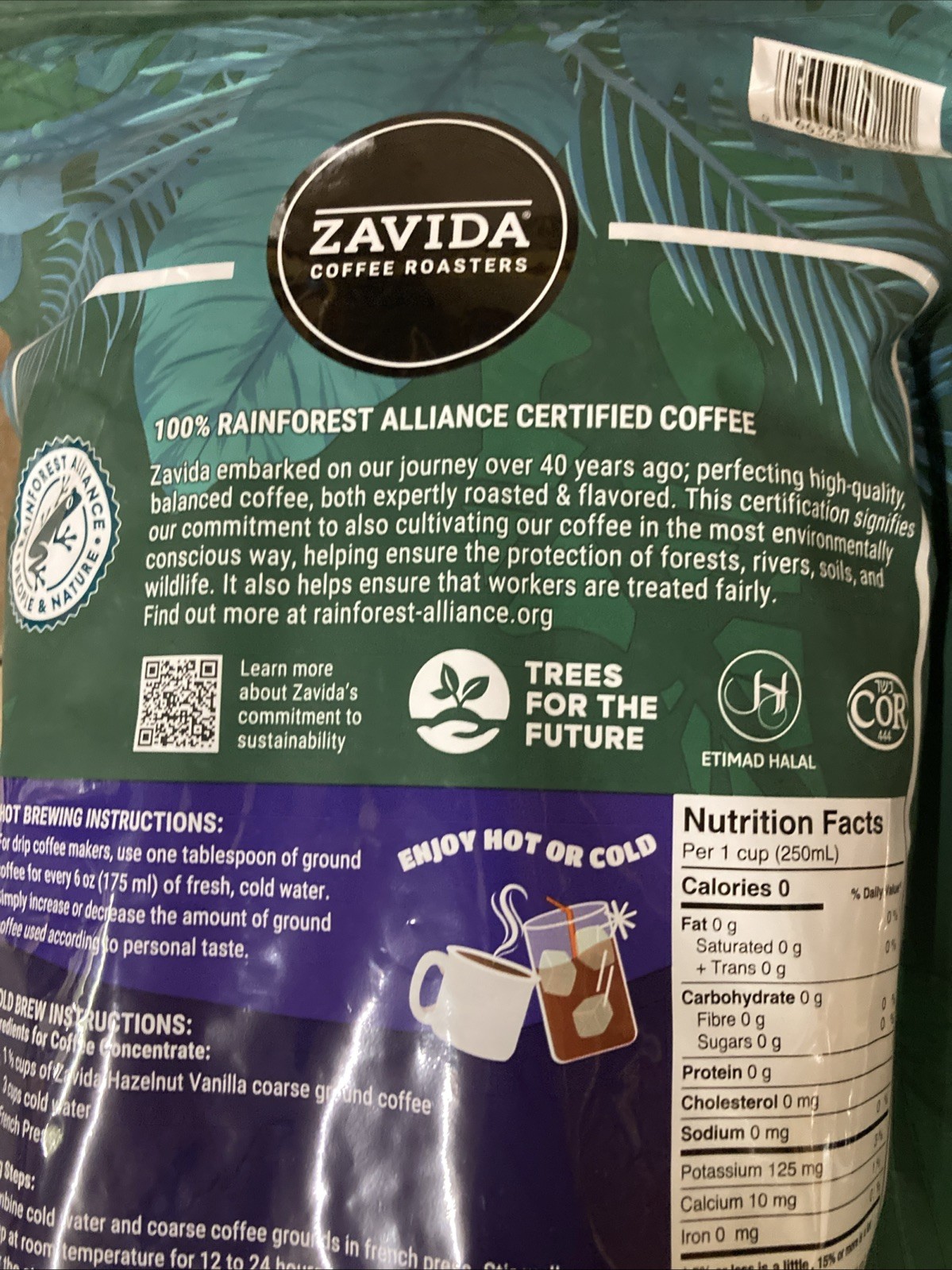 2 PACK – Zavida Coffee Whole Bean Coffee Hazelnut Vanilla 64 oz BB 9/19/2026