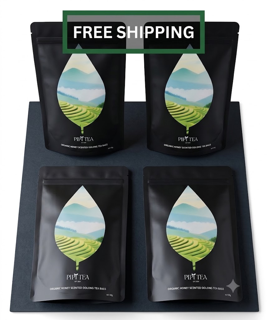 PIPI TEA Organic Honey Scented Oolong Tea Bags, 60g (20 Count) 4 pc