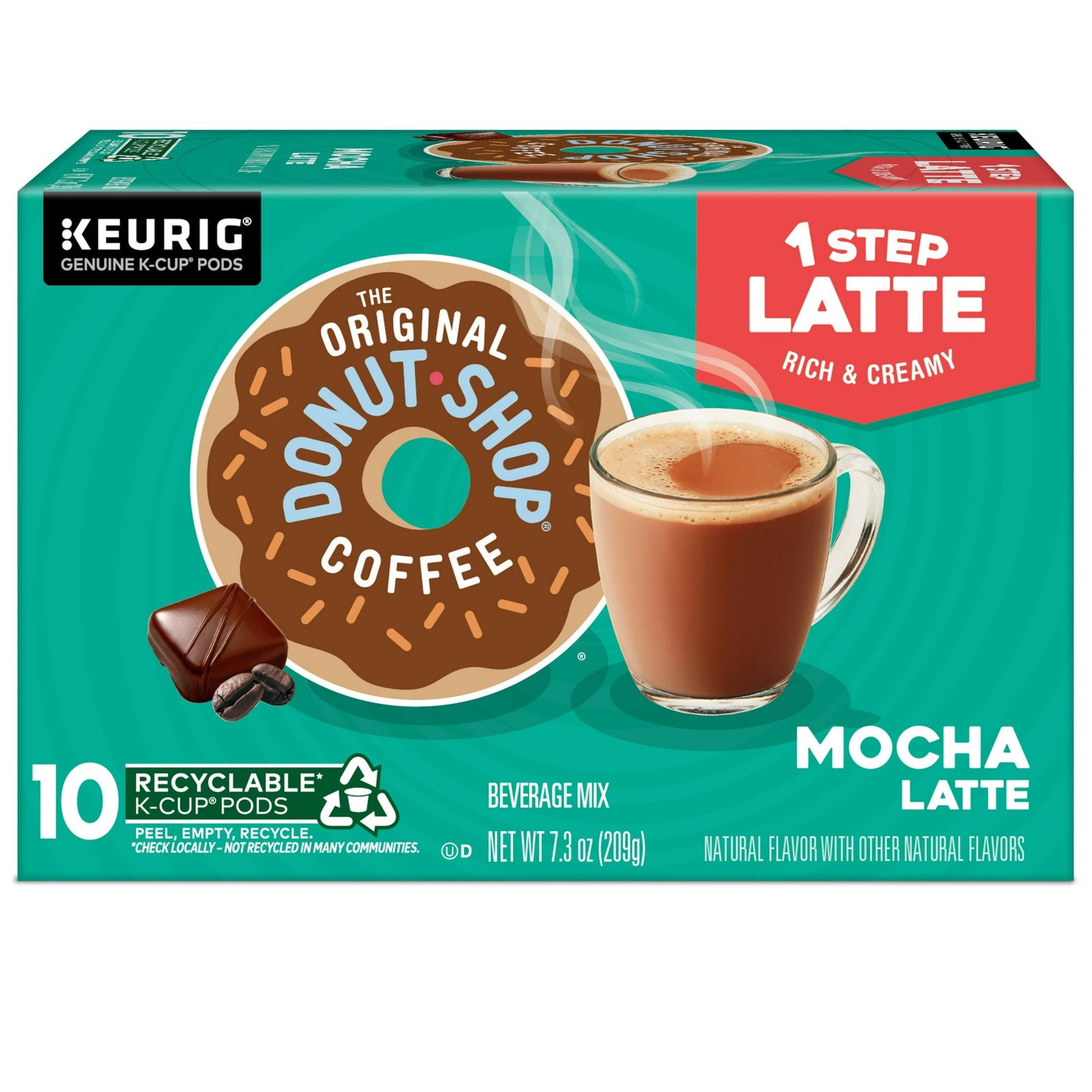 The Original Donut Shop, One Step Mocha Latte Flavored K-Cup Coffee Pods, 10 Cou